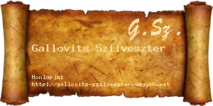 Gallovits Szilveszter névjegykártya